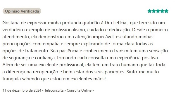 Avaliação verificada - Doctoralia